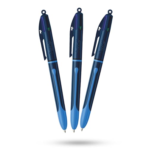 BIC Stylos 4 Couleurs Lisses Lot de Stylos Multi Rétractables Stylo Multicolore avec Quatre Encres Vives Assorties Stylos Multicolores Tout en Un pour l’École, le Bureau et le Codage par Couleur (Lot