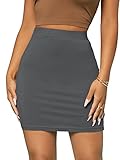 SheIn Damen Figurbetonter Rock Elastischer Bund Minirock Bodycon Sommerrock Hohe Taille Röcke Enger Rock Grau M