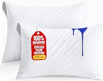 Utopia Bedding Set of 2 Waterproof Pillow Protectors with Zipper Queen Size (White), Ultra Soft Pillow Covers, Bed Bug and Dust Mite Proof Pillow Encasements, Moisture Wicking Pillow Cases