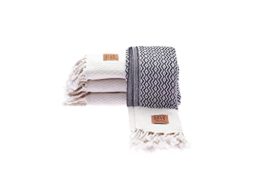 Gold Case Zeus Original Turkish Hand Towels - Set Of 4 - 20X40 100% Cotton Decorative Bathroom And Kitchen Towel For Hand, Face, Hair, Head, Farmhouse, Yoga, Gym. Tea Towel & Dishcloth, Black #TOP5