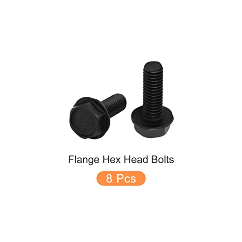 Image of METALLIXITY Flanged Hex Head Bolts (M6x17mm) 8pcs, Left Hand Hexagon Bolt Reverse Thread Screw - for House Construction Machine Fasteners