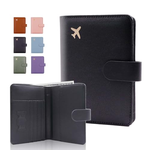 Image of Melsbrinna Premium Leather Passport Holder Covers Case, Waterproof Rfid Blocking Travel Wallet Passport Holder with Pen Holder, Cute Passport Book for Women /Men