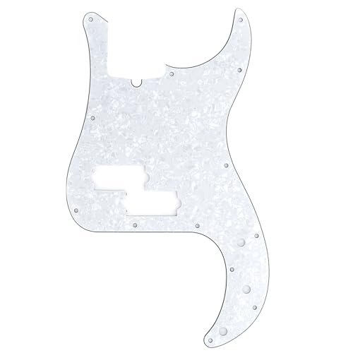 Musiclily Pro 13 Hole P Bass Pickguard PB Scratch Plate for 4 String Fender USA/Mexico Modern Style Precision Bass, 4Ply White Pearl