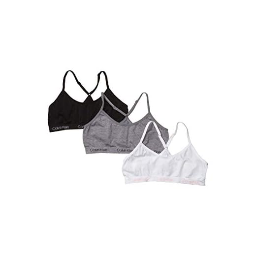 Calvin Klein Girls' Little Seamless Racerback Crop Bralette, Multipack, 3 Pack-Heather Grey, White, Black, S