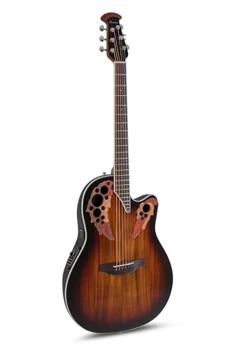 Ovation Celebrity Elite Plus - Guitarra acústica eléctrica súper poco profunda, ráfaga oscura