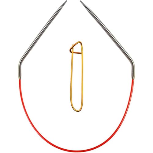 Image of ChiaoGoo Knit Red 40 inch (102cm) Circular Knitting Needles US Size 6 (4mm) Stainless Steel 6040-6 with Stitch Holder