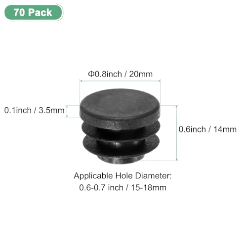 Image of M METERXITY 70 Pack Round Plastic Plug, OD 4 /5 inch Furniture Tube Inserts Pipe Hole End Caps for Tubing Post /Glide Insert for Pipe Post /Table Chair Leg /Metal Tubing /Fence [Black]