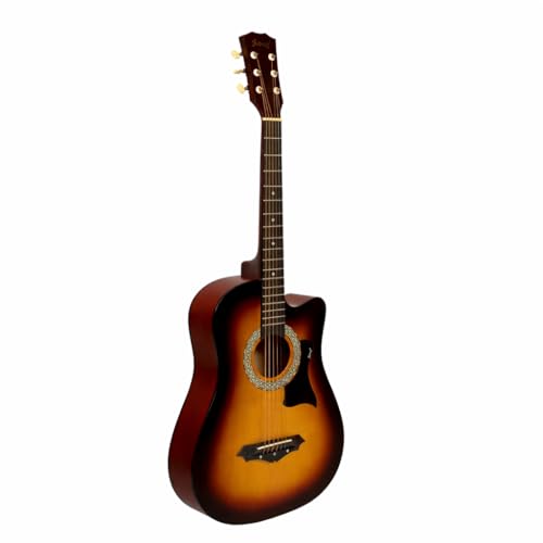 Image of JUAREZ 38 Inch Cutaway Acoustic Guitar with Pick Guard | ABS Neck & Fingerboard | Linden Wood Body | Steel Strings | 3TS Sunburst | Acoustic Guitar for Beginners, JRZ38CAB-3TS