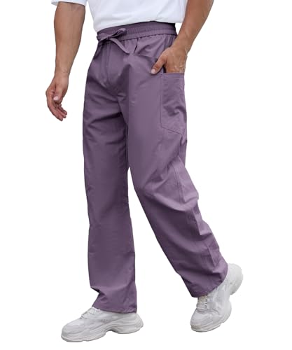 DEARCASE Men's Casual Baggy Elastic Waist Pants with Large Pockets Lightweight Relaxed Fit Drawstring Trousers