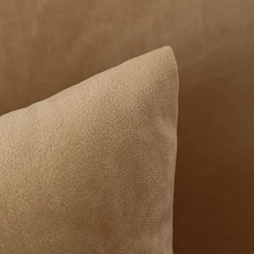 Moonrest - Pack Of 2, Velvet Decorative Pillow Cover Set, Cozy Soft With Hidden Zipper Solid Color For Sofa Bedroom Car Couch Throw Pillow 22 X 22 Khaki #TOP2
