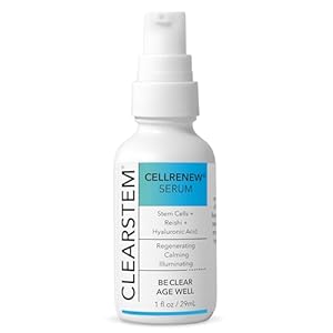 CLEARSTEM – CELLRENEW – Collagen Stem Cell Serum – Acne + Youthful Skin Face Serum – Hyaluronic Acid, Reishi, Aloe Vera – Facial Skin Care Products – Gluten Free, Cruelty Free – 1 fl oz / 29ml