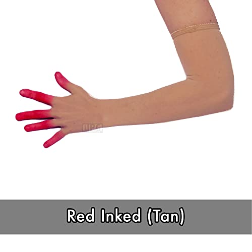 Image of Unicorns Poop Glitter Nude Illusion Second Skin Sheer Seamless Gloves with Elastic Top Seam in Beige, Tan; Over Elbow; Unisex