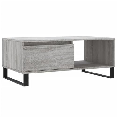 vidaXL Table Basse, Table d'Appoint avec Compartiment et Tiroir, Bout de Canapé avec Pieds Salle de Séjour, Moderne, Sonoma Gris Bois d'Ingénierie