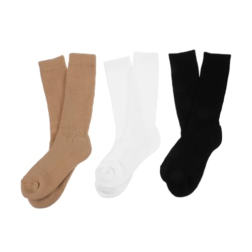 Anneome 3pairs Loose Fitting Over The Calf Wide Ankle Socks for Seniors Patients