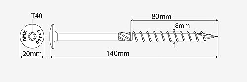 8mm x 140mm (Pack of 50) Yellow Hardened Wafer Head Torx Wood Timber Construction Screw High Performacne Carpenter Screws - Image 2