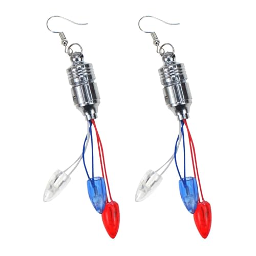 Feizikaw Pendientes Lujosos Bombillas LED iluminadas del 4 de julio de UU., pendientes colgantes, accesorios para el Día de los Veteranos de de mujeres parpadeantes de UU. (B, 10x9x2cm)