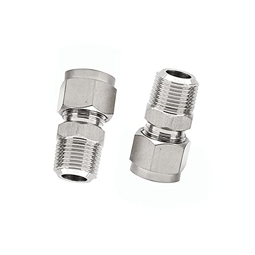 Yoebor Stainless Steel 304 Compression Tube Fitting Straight Adapter Connector With Double Ferrules Od X Npt Male,Pack Of 2 (3/8" Od X 3/8" Npt Male) #TOP18