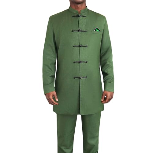 Mens African 2 Piece Set Slim Fit Traditional Suit Mens African Dashiki Shirt and Pants Outfit2