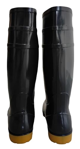 Men's Black Waterproof PVC Slip - On Rain Boots - High & Mid Calf Styles, Ideal for Outdoor, Garden, Farm, Mud & Fishing, Comfortable, Durable, Easy to Clean3
