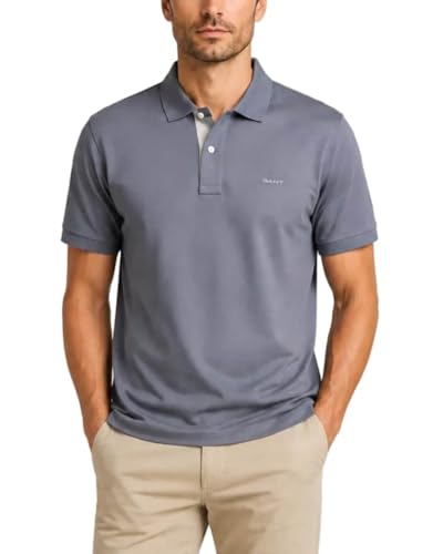 Polo Gant pique haut de gamme en coton gris taille M
