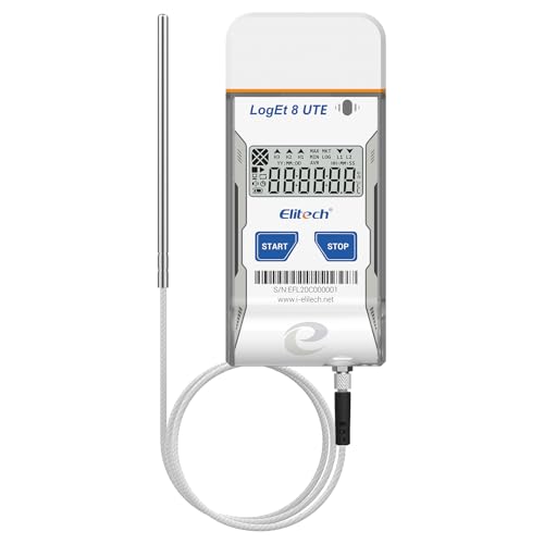 Elitech USB Temperature Data Logger Reusable Temperature Recorder Refrigerator Thermometer High Accuracy External Temperature Sensor, Auto PDF Report USB Port 16000 Points LogEt8UTE, -196~150℃