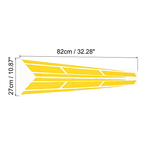 X Autohaux 32.28"X10.87" Car Hood Stripe Sticker Auto Racing Exterior Decal Decoration For Car Hood Roof Trunk Skirt Bumper Yellow 1Pair #TOP2