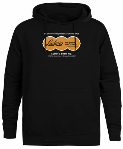 Pull Ludwig Drum Co 1967 noir sweat à capuche au look rétro rock