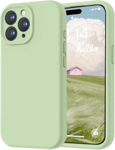 Image of LOVE 3000 Designed for iPhone 15 Pro Max Case, Premium Silicone with [Soft Anti-Scratch Microfiber Lining] Shockproof Protective Phone Case for Men Women Girls 6.7 inch, Matcha