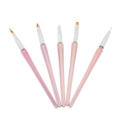 CONJUNTO DE ESCOVAS DE NAIL ART VÁRIOS FORMAS PARA DESENHO FINO LISTRAS TRANSPARENTE ROSA