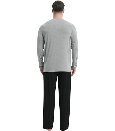 NACHILA Pajamas for Men-Viscose Made from Bamboo,Long Sleeve Pj Set Comfy Sleepewear V Neck Pajama with Pants2
