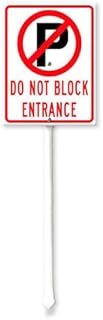 Do Not Block Entrance Yard Sign with Stake 8x12inch Rustproof Aluminum Lawn Decorations Road Safety Sign for Outdoor Road Street Garden Decor