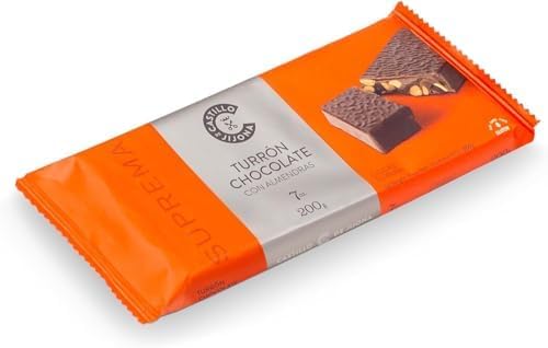 Castillo de Jijona - Schokoladennougat mit Mandeln - Schokoladennougat - Zart und Knusprig - Glutenfrei - Höchste Qualität - Traditionelles Rezept - Hergestellt in Spanien (Jijona) (200 Gramm)