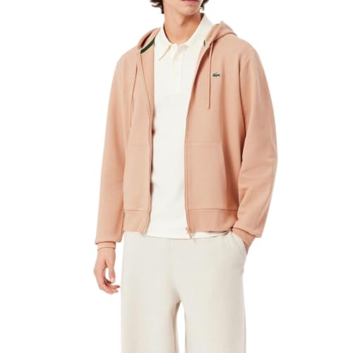 Lacoste Men's Classic Fit Zipped Fleece Sweatshirt, Latte, 3X-Large