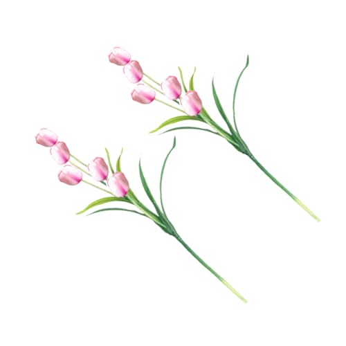 FUNOMOCYA 2 Piezas 5 Tulipanes Simulado Ramos De Tulipanes Artificiales Tulipanes Falsos Toque Real Tulipanes Artificiales para Exterior Interior Tulipanes Flores Artificiales Flor De Seda