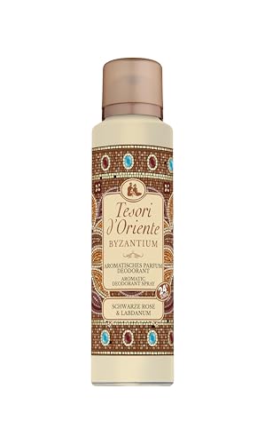 TESORI D'ORIENTE Byzantium Parfum aromatique déodorant | 150 ml | Rose noire et labdanum | Protection 24 heures | Rituel bien-être pour le corps et les sens