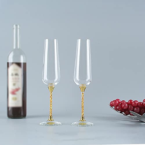 Copas de champán para bodas con diseño de cristal transparente en set de 2 piezas para mesas 3