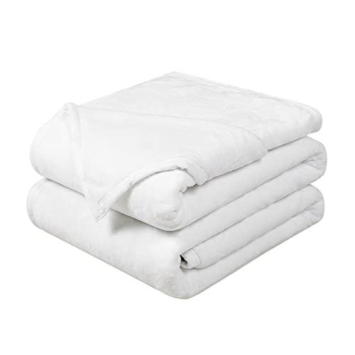 EASELAND Manta suave cálida y mullida de microfelpa ligera para sofá cama, sofá de California King, 102 x 108 pulgadas, blanco con rayas