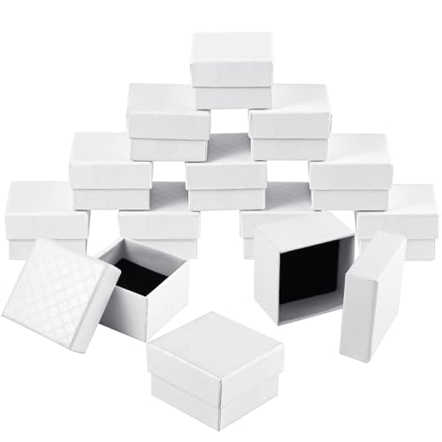 20 pcs Jewellery Gift Boxes, White Small Boxes for Gifts Earring Gift Box Bulk for Ring Earring Jewellery Packaging Display(5x5x2.2cm)