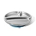 Avanchy Stainless Steel Toddler Feeding Divided Plate + Silicone Suction, Infant, Kid or Child Plates. 18/8, BPA Free, BPS Free, Lead Free and Phthalate Free. Blue