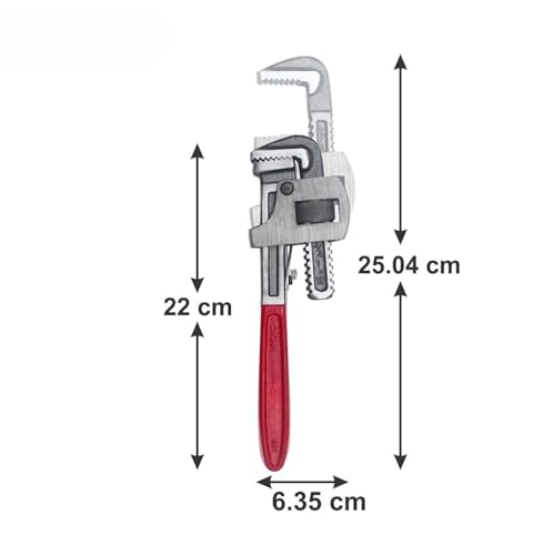Image of Padmakshi Tools Pipe Wrench 10 Inch - Heavy Duty Adjustable Steel Wrench (Red) | Rust-Resistant Plumbing Hand Tool for Pipe Fitting, Home Repair & Professional Use