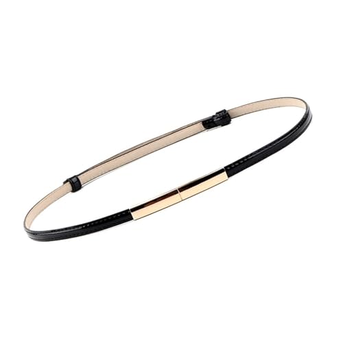 Adjustable Elastic Ladies Dress Waist Belt Slim Leather Women Belt Gold Buckle Black White Blue Skinny Female