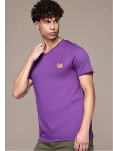 Image of Mack Jonney Regular Solid Cotton Blend V Neck T Shirt for Men