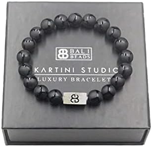 Black Onyx and Sterling Silver Bracelet, Designer Beads Bracelet, Men's Beaded Bracelet