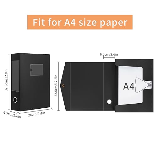 HUA JIE Pacote com 2 caixas de arquivo A4, caixa de arquivos, coluna de 65 mm, caixa de armazenament