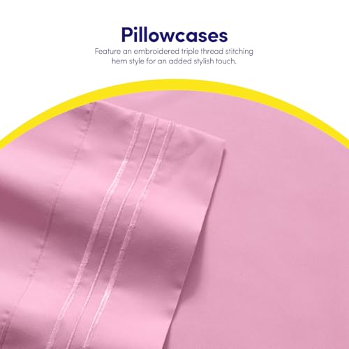 Image of 1500 Supreme Collection Twin Sheet Sets Pink - 3 Piece Bed Sheets and Pillowcase Set for Twin Mattress - Extra Soft, Elastic Corner Straps, Deep Pocket Sheets, Twin Pink