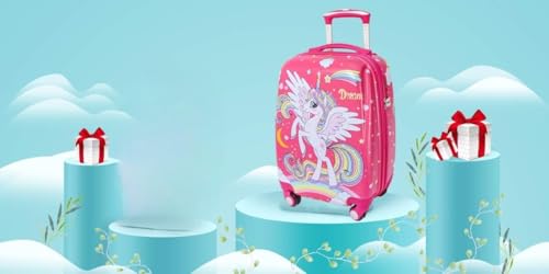 Image of ADSON Abs Kids Trolley 360 Rotating Luggage 360 Degree Wheels Non-Breakable 16 Inch Kids Hardsided Suitcase with 4 Wheels, 360 Degree Wheel Travel Trolley Bag (Design 23)