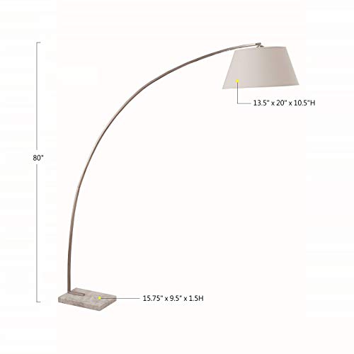 Sh Lighting 80" Arc Floor Lamp - Feature One Hanging Empire Fabric Shade And Sturdy Square Marble Base - Great For Living Rooms, Bedrooms, Or Arching Over Couches (White) #TOP3