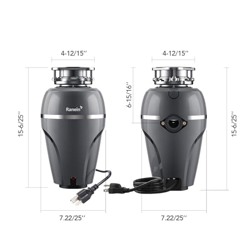 Image of Ranein 1 HP Garbage Disposal with Power Cord & Dishwasher Connector Kit, Quiet Stainless Steel Food Waste Disposer, Continuous Feed, DeepCut Ultra 7-Stage Grinding, Easy 3-Bolt Installation