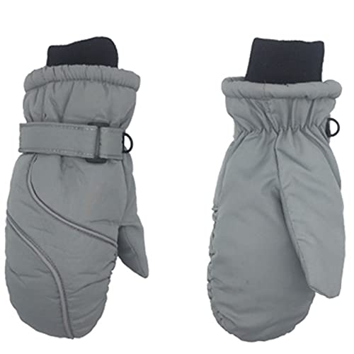 Guantes de invierno para niños y niñas mitones acolchados impermeables gris