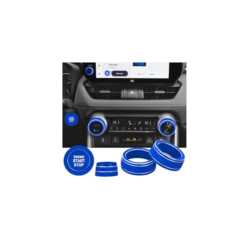 Image of for Toyota RAV4 /RAV4 Hybrid 2023 2024 2025 air Conditioning knob Cover, Start Button Cover Decorative Ring, Volume, Aluminum Alloy Decoration (RAV4, Blue)